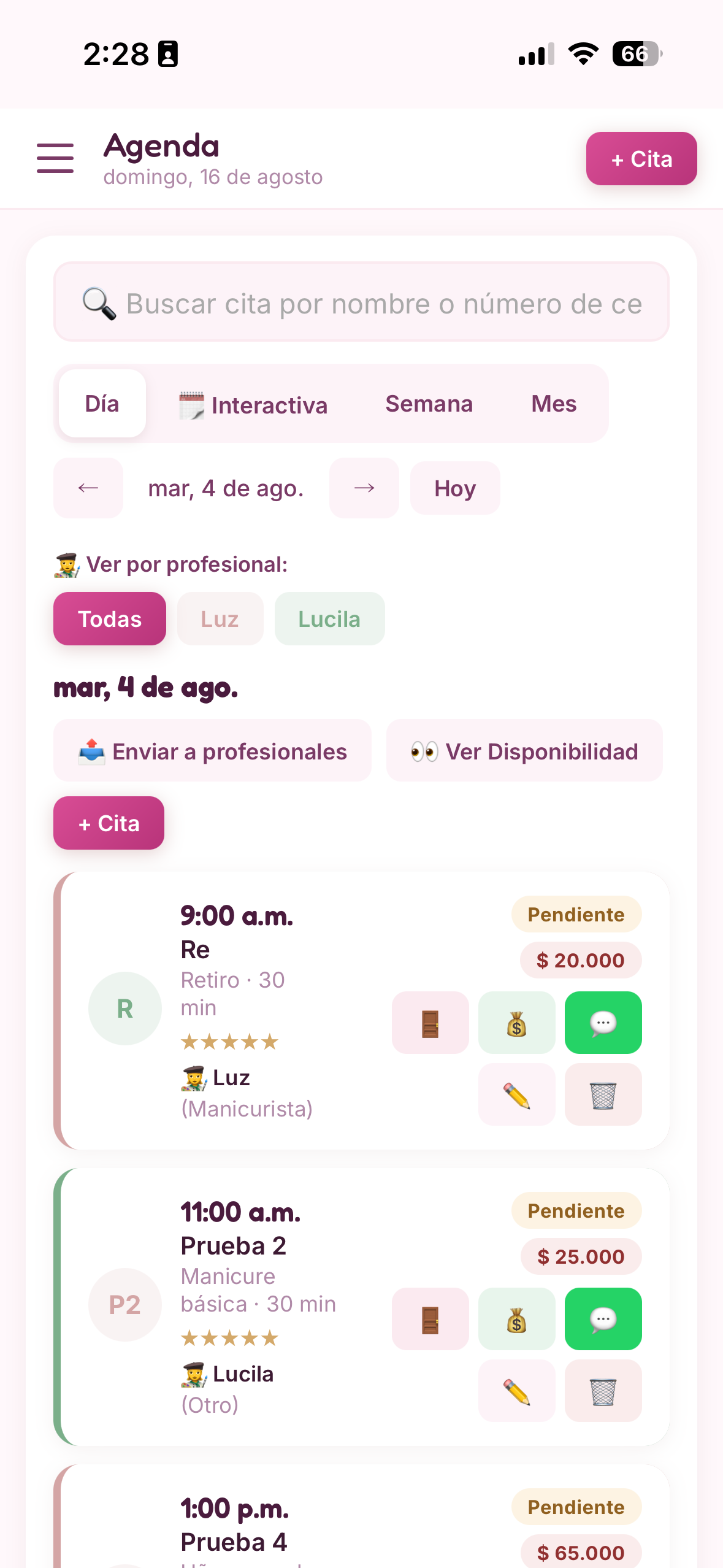 Agenda del día de Agenda Mady en celular
